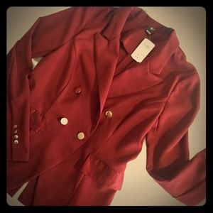 Maroon Fitted Curve Blazer
